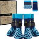 2 x Non-Slip Dog Socks & Owner Sock Set- Extra-Grip, Paw Protection for Senior & Active Dogs(Blue,2XL)