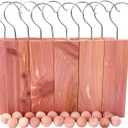 Cedar Blocks for Clothes Storage, Hang Ups 10pcs and Balls 20pcs for Closet Storage Totally 30PCs