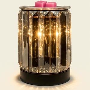 Leyoue Wax Melting Heater Electric Burning Burner Electric Essential Oil Warmer Incense Wax Melt Warmer Night Light Aroma Decorative Lamp for Gifts & Decor(Ironwork Crystal) (Black)