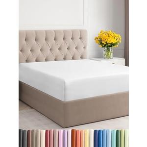 King Fitted Bed Sheet - Bottom Single Fitted Sheet Only - Ultra-Soft Hotel Luxury Bedding w/ 8-16 Inch Deep Pockets - Breathable, Cooling & Wrinkle Free - Easy-Care, Fade & Shrink Resistant - White