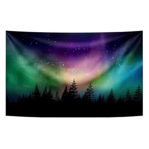 10X7FT Fabric Northern Lights Backdrop Forest Aurora Borealis Night Sky Portrait Background Birthday Party Decoration Banner Winter Landscape Polar Lights Wallpaper Photo Booth Studio Props