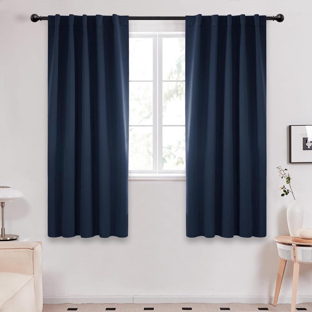 Deconovo Blackout Curtains  Room Darkening, Noise-Reducing, Thermal Insulated  Energy-Efficient Window Treatment for Bedroom, Living Room & Home Office  2 Panels, Navy Blue, 42W x 72L Inch