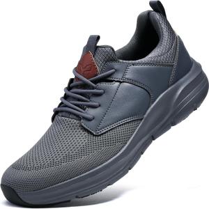 Mens Non Slip Work Shoes Water Resistant Walking Sneakers Food Service Chef Kitchen (7, Grey)