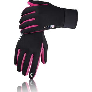 SIMARI Kids Winter Gloves Touchscreen Warm Thermal Water-Resistant for Boy Girl Running Cycling Snow Skiing in Cold Weather (Medium, Carmine Rose)