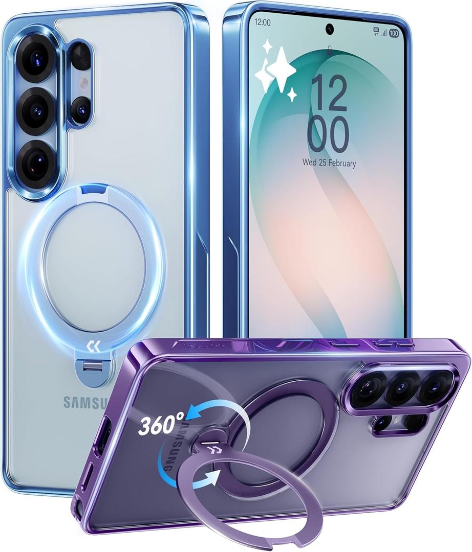 CASEKOO Sky Blue Glossy for Samsung Galaxy S26 Ultra Case [360 Spin Magnetic Stand][Fit for MagSafe][18FT Military-Grade Protection] Slim Durable Hand-Polished Frame Galaxy S26 Ultra Case 6.9", Blue