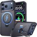 Compatible with iPhone 17 Pro Max Case, with 360 Magnetic Stand [Compatible with MagSafe] [Military Drop Protection] Shockproof Translucent Matte Case for 17 Pro Max 6.9", Black