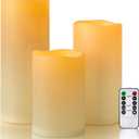 6" 8" 10" x 4" Ivory Large Waterproof Outdoor Flameless Candles Battery Operated LED Flickering Pillar Candles with Remote and Timer for Indoor Outdoor Lanterns, Long Lasting, Set of 3