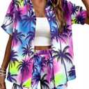 UNIQUEONE Hawaiian Outfits for Women: 2 Piece Hawaiian Luau Outfits Tropical Floral Print Beach Vacation Sets, Size: Medium