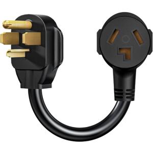 3 Prong to 4 Prong Dryer Plug Adapter, Connects 3-Prong Old Dryer Plug to 4 Prong New Dryer Receptacle, NEMA 14-30P to 10-30R 4-Prong Dryer Outlet Adapter, Black