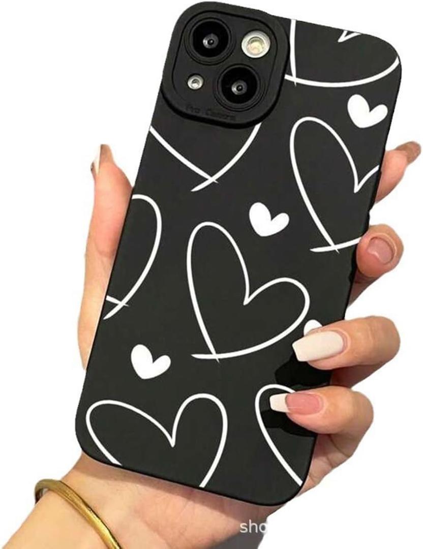 Phone Case for Women/Girls, White Love Hearts Creative Phone Case Compatible with iPhone Xs MAX, Black