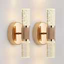 Gold Crystal Wall Sconces Set of 2, 10W LED Bubble Glass Bathroom Vanity Lights with Adjustable Color Temperature, 9.8" Indoor Wall Lighting for Bathroom, Hallway & Bedroom