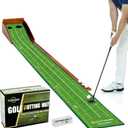 YOUCZON Putting Green Indoor,Golf Putting Mat with Auto Ball Return,Premium Crystal Velvet Surface, Practice Putting mat, Perfect Training Aid & Gift for Golf Lovers Christmas (Green two holes)