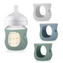 Juome Silicone Sleeves for Avent Natural Glass Baby Bottle - 3 Pack Anti Breakage Baby Bottles Holder, Compatible with Philips Avent Anti Colic Baby Bottles 4 oz (Blue,Green,White(without handles)