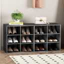 Garden 4 you Shoe Storage Bench, Cubby Shoe Rack with 12 Cubbies, 3-Tier Wood Shoe Rack Organizer, Shoe Organizer Cabinet for Entryway, Hallway, Closet and Garage, Black