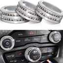 Auprite Climate Control Knob Covers for Challenger Accessories 2015-2023 2024, for Dodge Charger 2015-2023 2024, for Dodge Chrysler 300/300s 2015-2024,3Pcs Kit (Bling Silver)