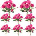 8 Pack Hot Pink Peonies Artificial Flowers, Fake Silk Hydrangea Bouquet for Bridal Wedding Home Table Decor Reusable Dining Opening Ceremony Birthday Arrangement Faux Floral