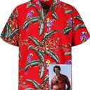 Paradise Found Mens Jungle Bird Tom Selleck Magnum PI Rayon Shirt (Red, XL)