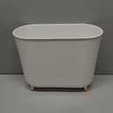 Supteron Bathroom Trash Can with Lid 3.2 Gallon Narrow Trash Can Small Plastic Trash Bin 12 Liter Rectangular Plastic Garbage Can with Press Type Lid for Bedroom Bathroom Milk White