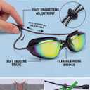 3 x Aegend Swimming Goggles with Adjustable Bungee Strap, No Leak Anti-Fog UV Protection Mirrored Swim Goggles for Adults