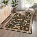 4x6 Rug Non-Slip Washable Carpet - Mushroom Soft Low-Pile Stain Resistant Foldable Rugs for Nursery Kitchen Bedroom Living Room Entryway Indoor Mat with Rubber Back Brown