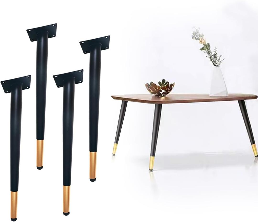 Furniture Leg 4 PCS Oblique Table Legs 40cm / 16 inch Metal Desk Chair Legs Black & Golden