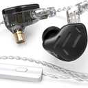 Linsoul KZ Zax 1DD+7BA Hybrid Driver HiFi in-Ear Earphones with Zin Alloy Shell, Detachable 2 Pin 0.75mm OFC Cable (with Mic, Black)