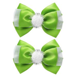 2PC Green Fairy Hair Bow Clips for Girls Women 4 Inch Toddler Princess Accessories