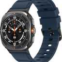 Tasikar No Gap Bands Compatible with Samsung Galaxy Watch Ultra 47mm Soft Silicone Sport Strap for Galaxy Watch Ultra 47mm Women Men, Dark Blue