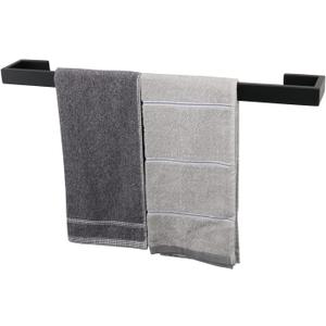 TocTen Bath Towel Rack - Square Base Thicken SUS304 Stainless Steel Towel Bar for Bathroom, Bathroom Bar Accessories Towel Rod Heavy Duty Wall Mounted Towel Holder (Matte Black, 24 Inch)