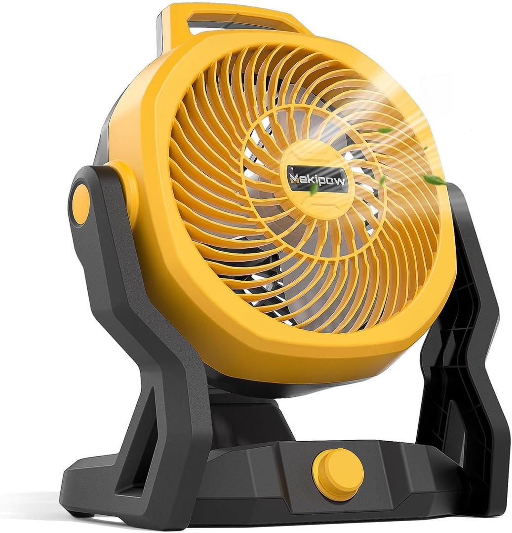 Battery Powered Fan Compatible with Dewalt 20V Max Battery, 750 CFM Cordless Jobsite Fan with AC Adapter, Brushless Motor Portable Shop Fan for Camping, Garage, Workshop, Outdoor (Tool Only)