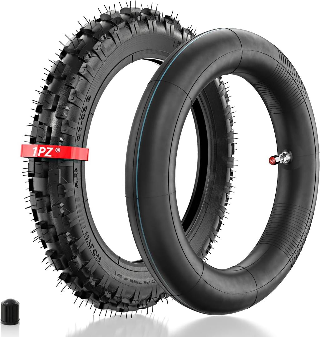 2.5-10" Off-Road Tire and Inner Tube Set, Dirt Bike Tire with 10-Inch Rim and 2.5/2.75-10 Dirt Bike Inner Tube Compatible with Honda CRF50/XR50, Suzuki DRZ70/JR50, and Yamaha PW50