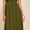 Women's Plisse Dress Adjustable Spaghetti Strap Maxi Solid Party Wedding Guest Dresses (Green, S)