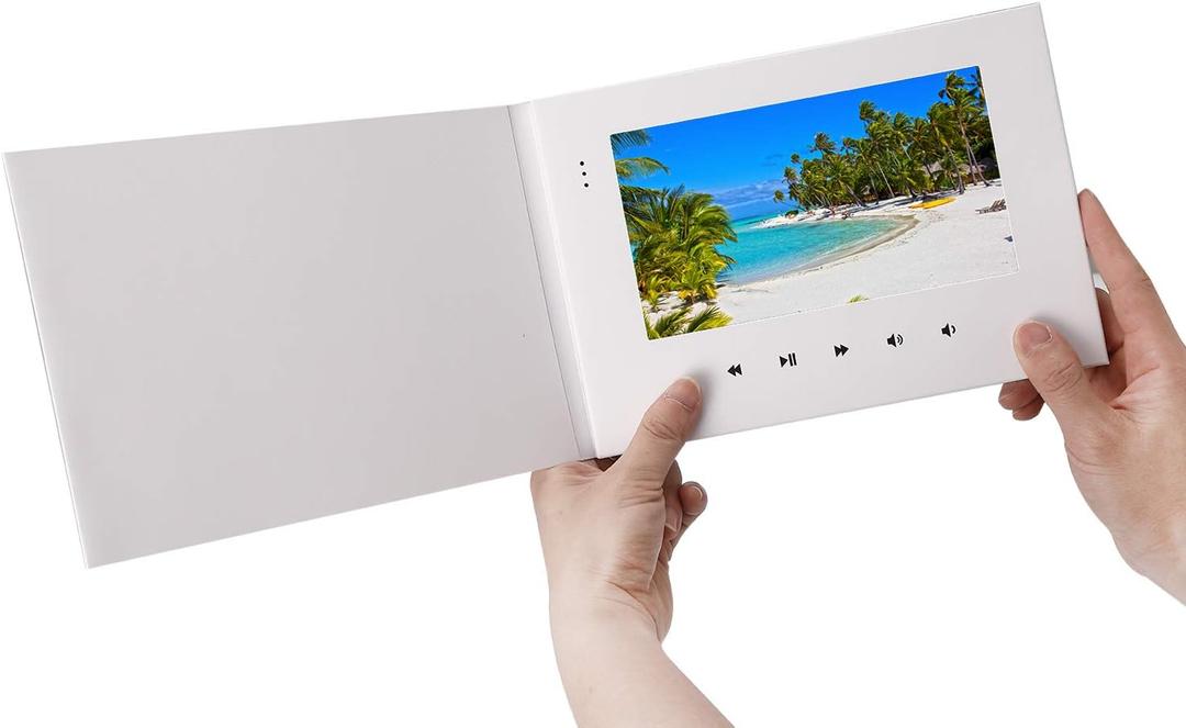 7" Video Greeting Card,Video Brochure for Father's Day Mother's Day, Christmas, Anniversary, Marketing Include 4G Memory and Rechargeable Battery LCD Screen Digital Brochures (white-7 inch)
