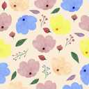 Cute Floral Peel and Stick Wallpaper Pink Blue Yellow Colorful Flower Wallpaper for Girls Bedroom Nursery, Removable Decorative Floral Contact Paper, Sticky Beige Wall Paper 12"x118"