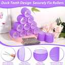 Jumbo Hair Curlers Rollers, 12Pcs Hair Roller Curlers Self Grip Holding Rollers with12 Stainless Steel Duckbill Clips for Long Hair Volume (Purple)