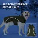 HEYWEAN Dog Winter Coat - Waterproof Windproof Reflective Vest for Medium & Large Breeds Adjustable Warm FleeceLined Jacket with Magic Tape & D-Ring for Leash Cold Weather Apparel (Green, Large)