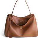 Genuine Leather Tote Bag for Women: Soft Leather Shoulder Handbags for Ladies - Satchel Purse for Travel Work(Large) (Brown)