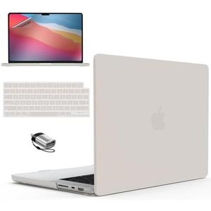 IBENZER Case for MacBook Pro 14 Inch Case 2025 2024 M4 M3 M2 M1 A3112 A3185 A3401 A2918 A2992 A2779 A2442 Pro/Max, HardshellCase &KeyboardCover &ScreenFilm &Type-C(2025-2021), RockyGray,T14RKGY+2TC