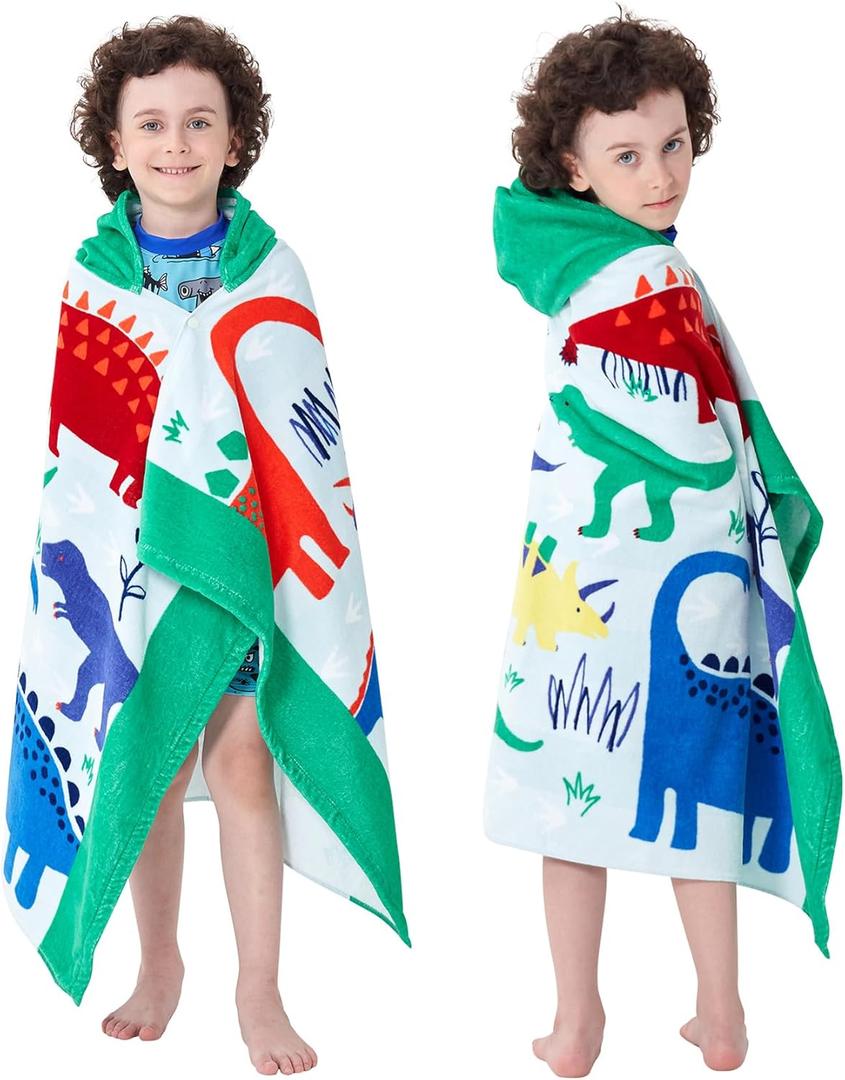 Kids Bath Towels, Kids Towel Girls Boys Hooded Beach,Bathroom,Pool Swim Towels 30 50 INCH Large Size Ultra Absorbent Cute Cartoon Animal Full Vitality 100% Cotton Dinosaur Towel| Dino