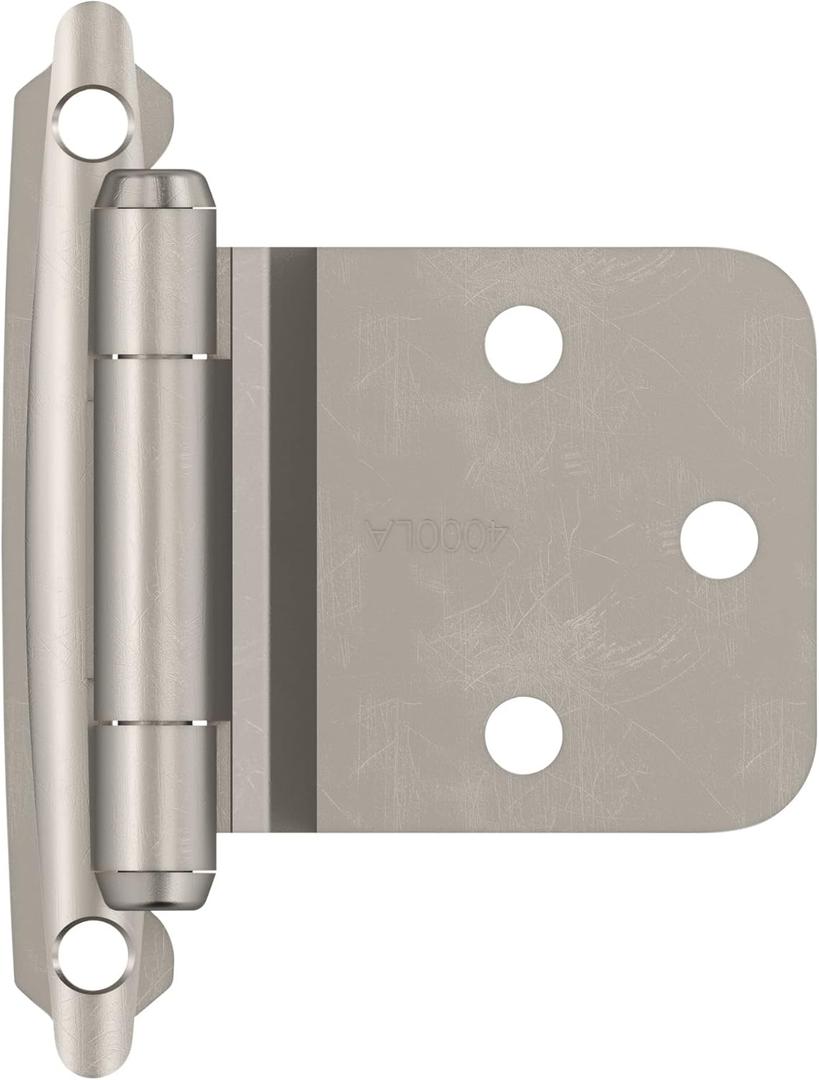 Amerock BPR7630G10 | Reverse Bevel Face Mount Cabinet Hinge | Variable Overlay Self Closing Face Mount | Satin Nickel | Kitchen Cabinet Door Hinge | 1 Pair/2 Pack | Functional Hardware