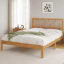 Novilla 12inch King Bed Frame Wooden King Bed Frame and Headboard, Solid Wood King Size Bed Frame with Headboard, No Box Spring Needed, Easy Assembly, Natural
