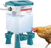 Automatic Chicken Waterer 2 Gallons, Float-Controlled Chicken Water Feeder with 4 Water Cups, 158.4-Inch Hose with 3/4'' and 1/2'' Ends, Large Poultry Waterer for Chick Quail Duck Turkey, Red