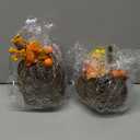 2 Pcs Wicker Rattan Pumpkin 7 Inch 9 Inch Neutral Thanksgiving Decor Woven Pumpkins Thanksgiving Table Centerpieces for Fall Autumn Harvest Table Decorations Indoor Outdoor Tabletops Mantle