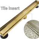 Neodrain 36-Inch Gold Linear Shower Drain, 2-in-1 Flat & Tile Insert Cover, Stainless Steel Linear Drain, Brushed Brass Rectangle Shower Floor Drain with Hair Strainer,CUPC Certified