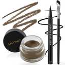 LAVONE Eyeliner Set - Waterproof Makeup Kit with Liquid eyeliner Pencil, Gel Eyeliner & Angled Eye liner Brush, Waterproof, Smudge Resistant, Long Lasting Formula - Ash Brown