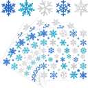 Whaline 330Pcs Winter Glitter Stickers 3 Colors Snowflake Decals Christmas Self Adhesive Stickers for DIY Crafts Home Party Greeting Cards Making Scrapbooking Decor, 10 Sheets (Blue Sliver)