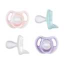 Tommee Tippee Ultra-Light Silicone Pacifier, 0-6 Months, Symmetrical One-Piece Design, BPA-Free Silicone Binkies, Pink/Purple/Green, Pack of 4