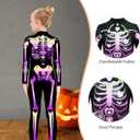 RAISEVERN Girls Skeleton Costume Kids Halloween Cosplay Jumpsuit Bodysuit 3D Graphic Costumes Size 5-14 Years (Black)