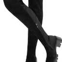 ErikenUrben Women Black Thigh High Boots Suede Over The Knee High Boots Platform Chunky Heel Stretch Boots Zip (40, Black)