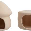 Cute Betta Fish Tank House with Mushroom Decor and Cave Habitat for Hiding Safely (Yellow Mushroom + Cave)